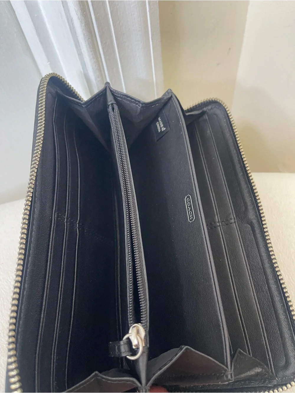 Coach Black Leather Zip Wallet